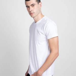 1 Pc Men's Stitched Round Neck T-Shirt, White