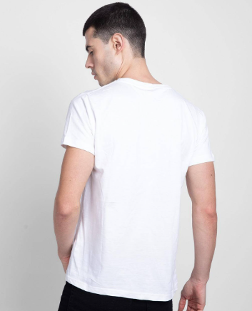 1 Pc Men's Stitched Round Neck T-Shirt, White