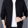 Men's Plain Fleece Jacket - 1 Pc | Black Collared Style