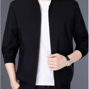 Men's Plain Fleece Jacket - 1 Pc | Black Collared Style
